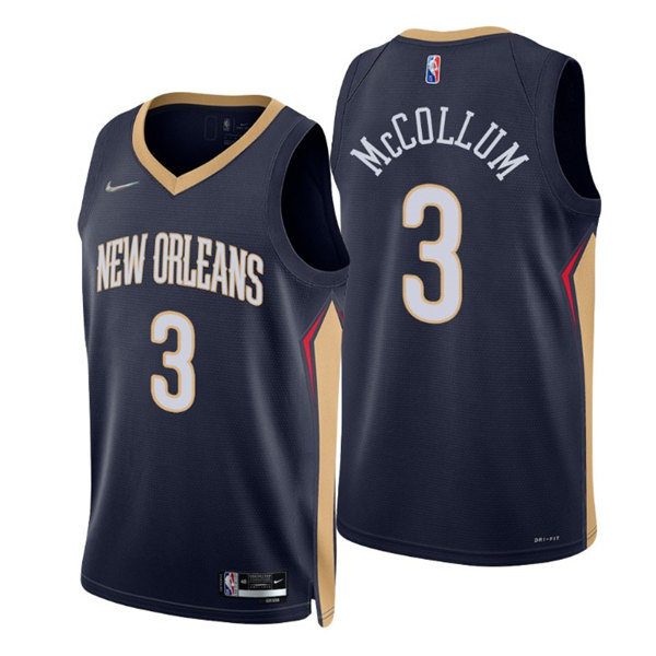 Men's Navy New Orleans Pelicans #3 C.J. McCollum Icon Edition Stitched Jersey